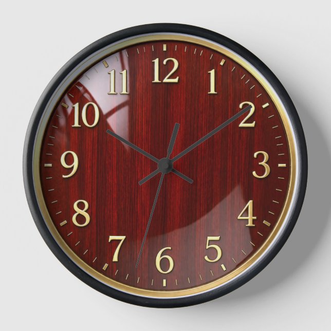 Horloge décorative en bois rouge acajou (Recto)