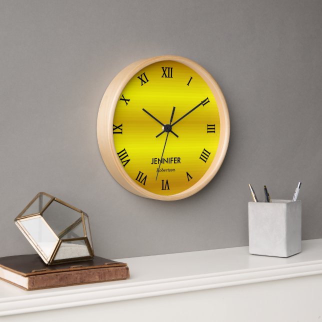 Horloge dégradé d'or de nom personnalisé (Bureau)