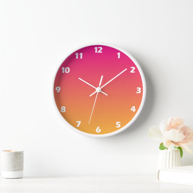 Horloge dégradé rose et orange (Maison)