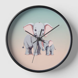 Horloge d'éléphant pour maman et bébé