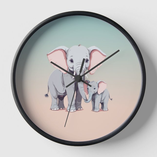 Horloge d'éléphant pour maman et bébé (Recto)