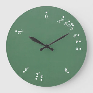 Horloge des constantes mathématiques (vert tableau