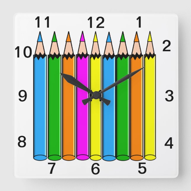Horloge des crayons colorés de l'enseignant (Recto)