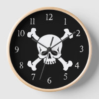 Horloge des pirates, du crâne et des os croisés