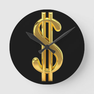 Horloge des signes noir et or Dollar