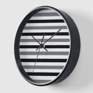 Horloge Design à rayures noires et blanches Ahs