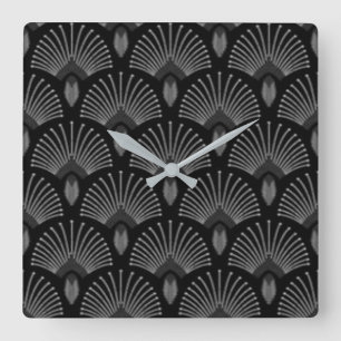 Horloge design Art déco noir et argenté