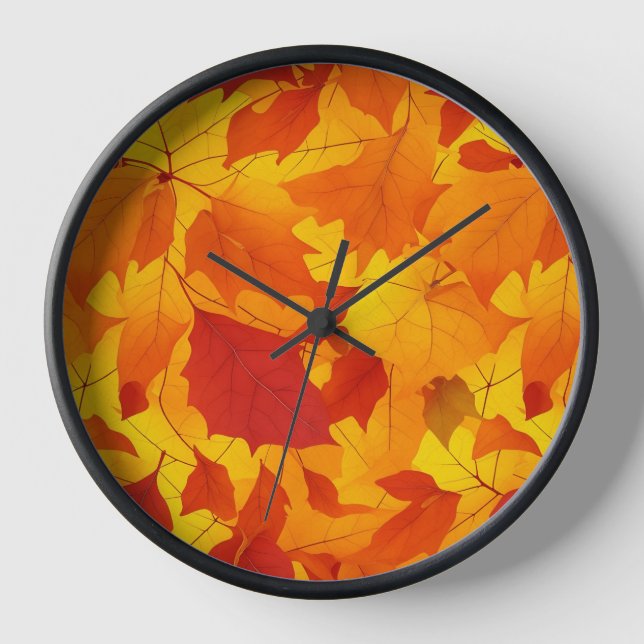 Horloge Design feuille brillant à l'automne (Recto)