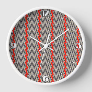 Horloge Design gris et rouge chevron