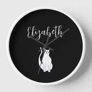 Horloge Dessin de chat Dessin noir blanc Winking Kitty