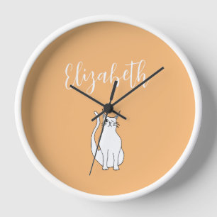 Horloge Dessin de dessin de chats mignons orange
