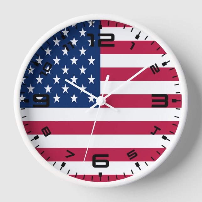 Horloge Dessin de fierté de drapeau américain USA (Recto)