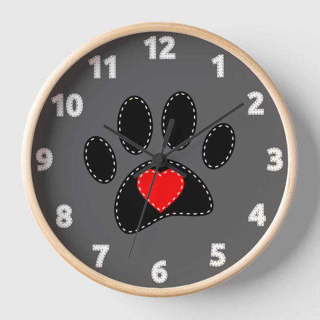 Horloge Dessin de maman de chien gris (Recto)