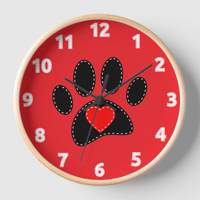 Horloge Dessin de maman de chien rouge (Recto)