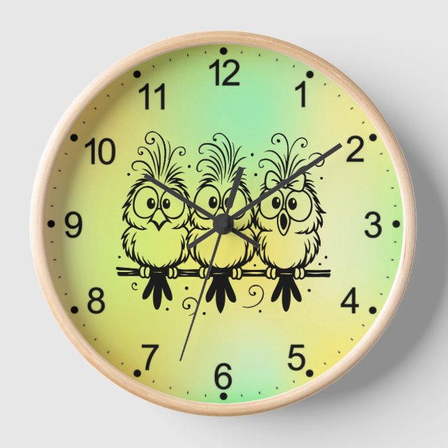 Horloge Dessins Animés Oiseaux Drôles-56456 (Recto)