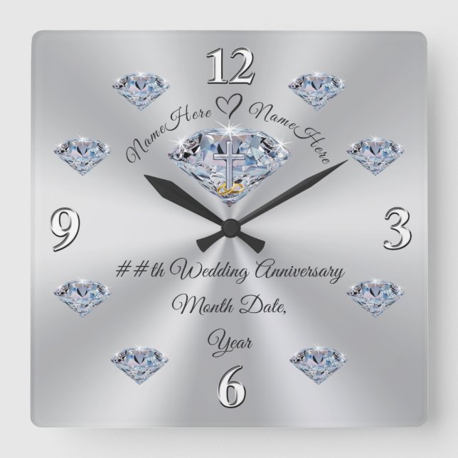 Horloge Diamond Anniversaire Personnalisée, CHRIST (Recto)