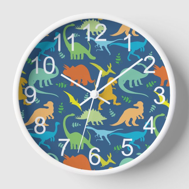 Horloge Dinosaure Coloré Avec Des Nombres (Recto)