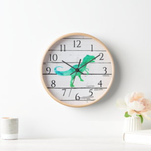 Horloge Dinosaure Trex Decor Rustic Shiplap