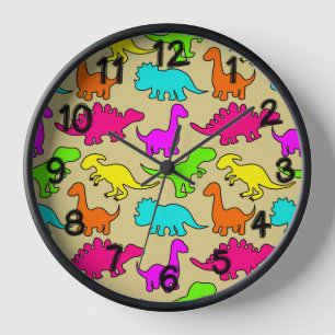 Horloge Dinosaures colorés