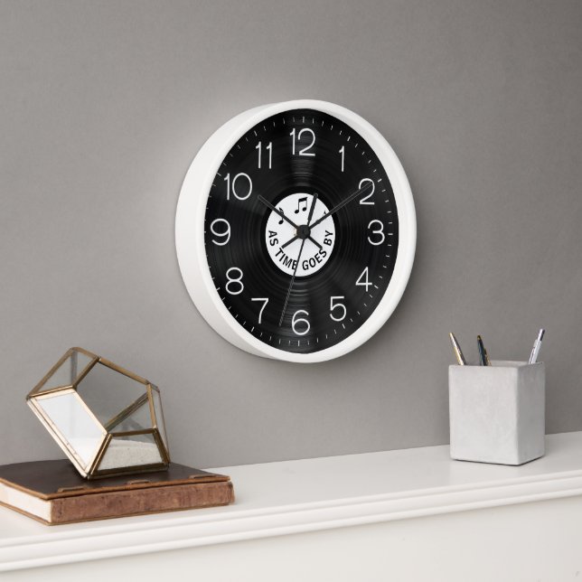 Horloge Disque vinyle LP noir (Bureau)