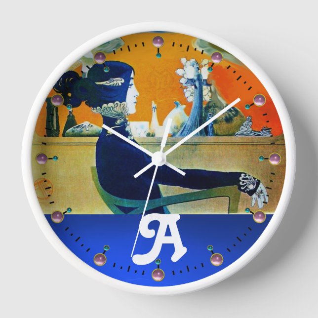 HORLOGE DIVA EN BLEU, MONOGRAMME DE MODE BEAUTÉ (Recto)