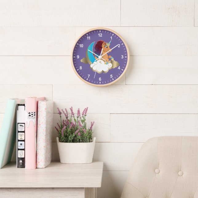 Horloge Divine la licorne | Lune et nuages (Salle de lecture)