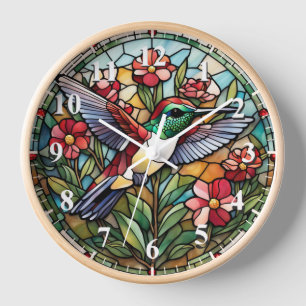 Horloge d'oiseaux en verre de colibri