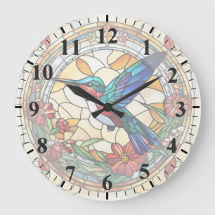 Horloge d'oiseaux en verre de colibri filé de rubi