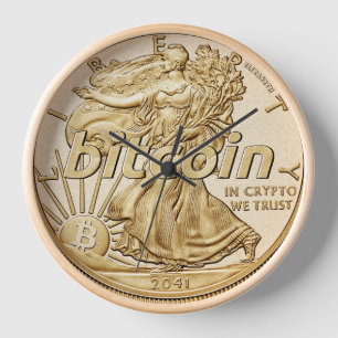 Horloge Dollar d'or Funny Bitcoin Cryptomonnaie HODL