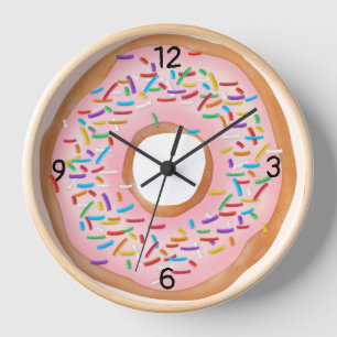 Horloge Donut Pink Frosting Sprinkles Cute  