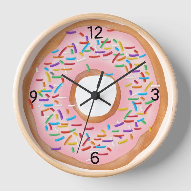 Horloge Donut Pink Frosting Sprinkles Cute | (Recto)