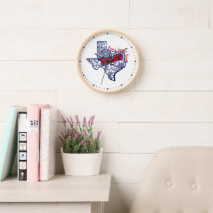 Horloge Doodles floraux du Texas