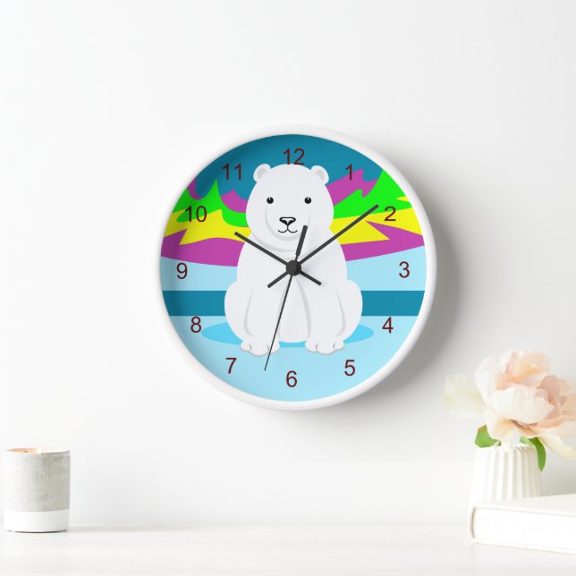 Horloge d'ours polaire mignonne (Maison)