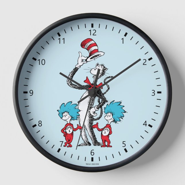 Horloge Dr Seuss | Chat dans le Casquette, Chose un & Chos (Recto)