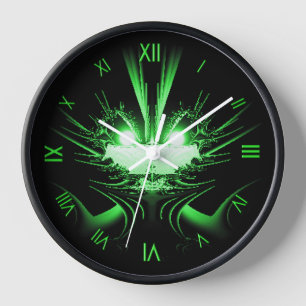 Horloge Dragon Alien vert aux yeux brillants Numéros romai