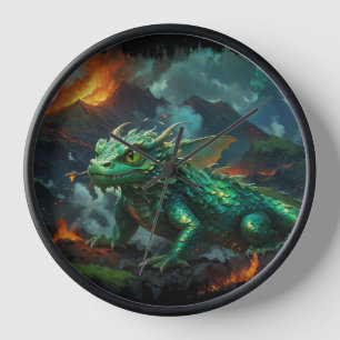 Horloge Dragon hawaïen se réchauffant sur la lave
