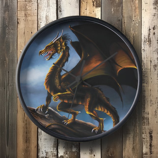 Horloge Dragon noir cuivre or (Créateur téléchargé)
