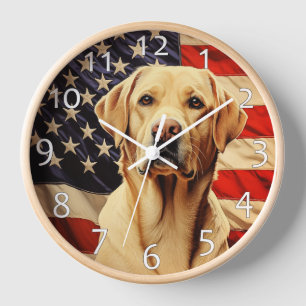 Horloge drapeau américain Labrador