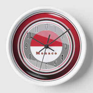 Horloge Drapeau blanc rouge de Monaco