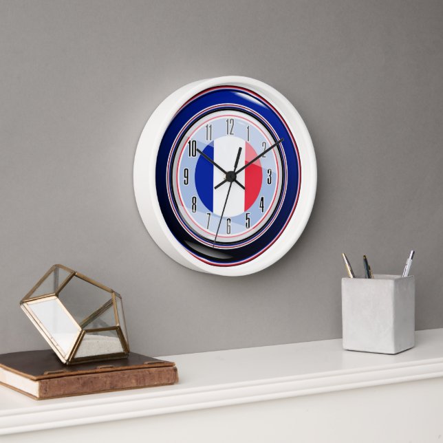 Horloge Drapeau bleu blanc rouge de France (Bureau)