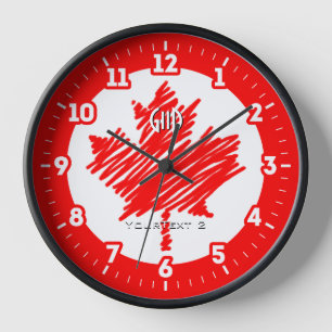 Horloge Drapeau canadien Feuille d'érable rouge Personnali