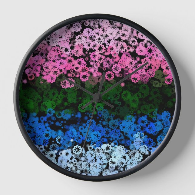 Horloge Drapeau de fierté Omniromantique Fleuris Mignon Ré (Recto)