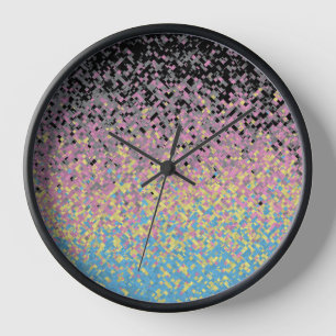 Horloge Drapeau de la Fierté Polygenre Pixellée Trippy