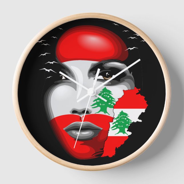 Horloge Drapeau et carte du Liban sur le visage de la fill (Recto)