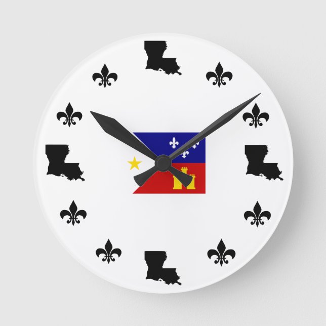 Horloge Drapeau Fleur De Lis Louisiane (Recto)