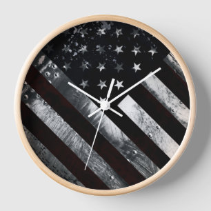 Horloge Drapeau industriel américain patriotique