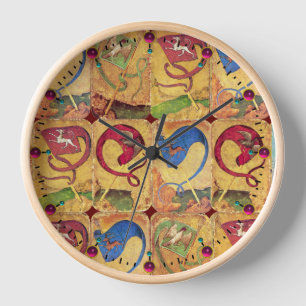 Horloge Drapeaux de cour allemands /Chiens, Cerfs, Faucons