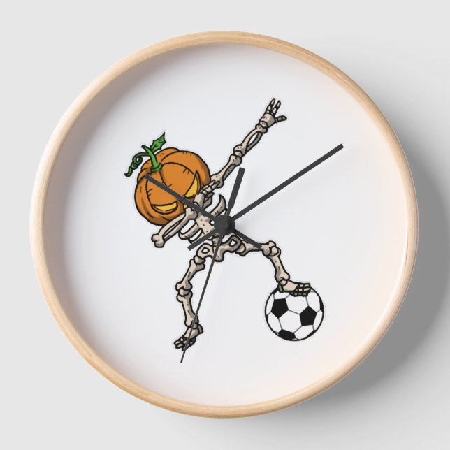 Horloge Drôle Dabbing Citrouille Head Soccer Idée cadeau (Recto)