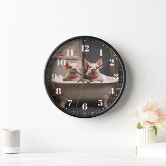 Horloge Drôle d'exploitation Cochon Animal Wanduhr