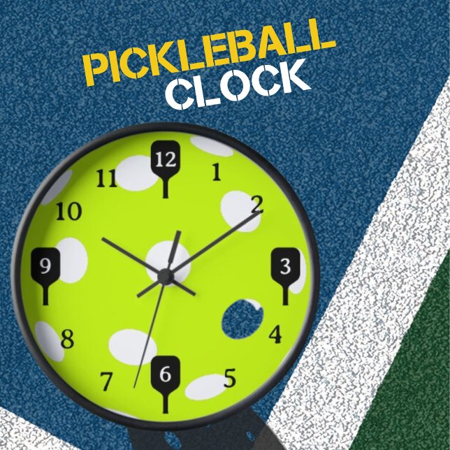 Horloge Drôle Pickleball Time Black Paddles (Créateur téléchargé)